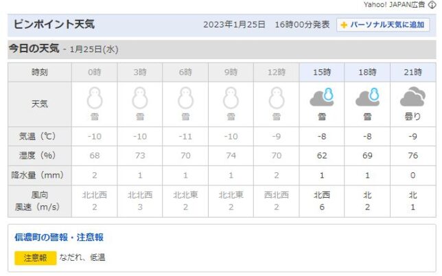 10年に一度の寒波襲来20230124～25-3