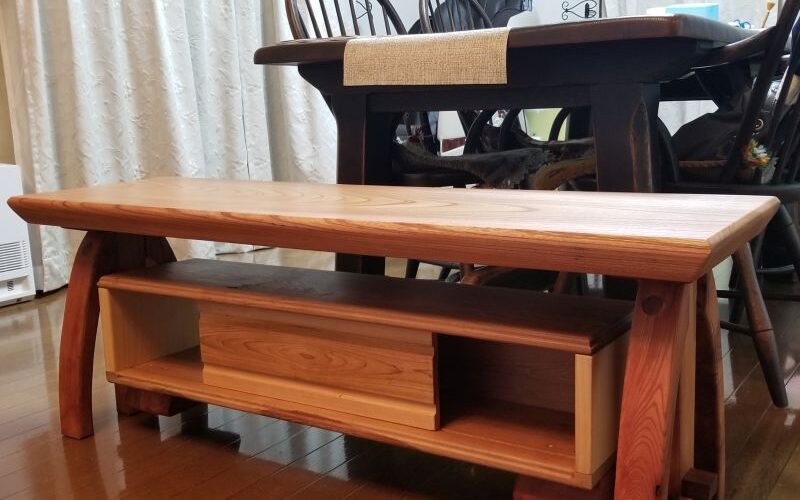 お客様のDIY作品「銘木ベンチ」~長野市・三井様~