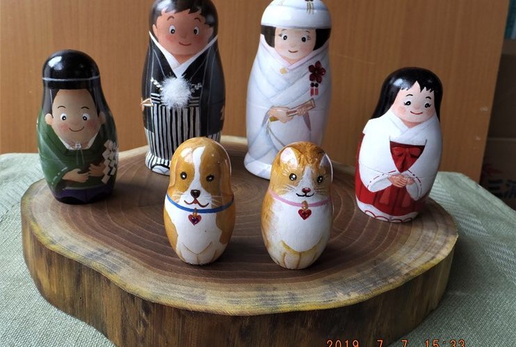 お客様のDIY作品「和風マトリョーシカ」~トールペイント作品~20190709