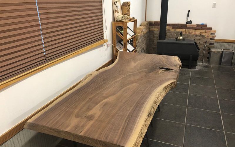 ブラックウォルナット一枚板原木素材・杉兼用脚を出荷20190130-2