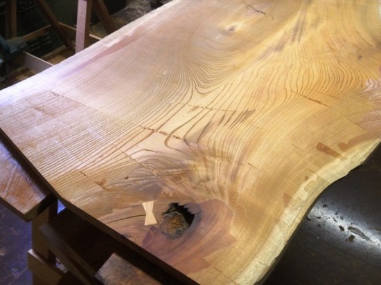 欅一枚板テーブル製作工程20131217-3