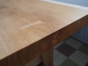 欅一枚板広幅厚盤テーブル完成20140109-3