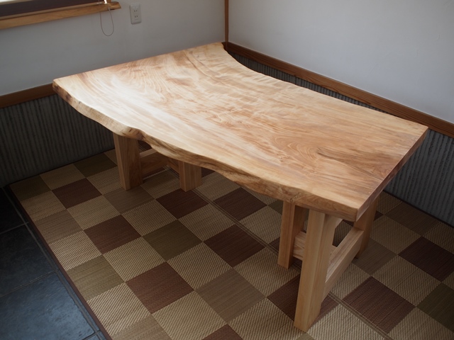 栃一枚板テーブル完成！20150309-1