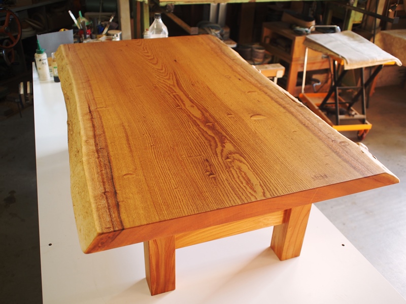 欅極上杢一枚板リビングテーブル、完成！20150730