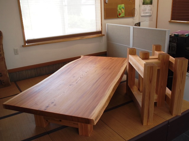欅一枚板掘りごたつ用テーブル、完成20150806-1