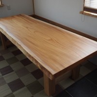 栃木県須山様欅一枚板ロングテーブル天板、完成！20130807