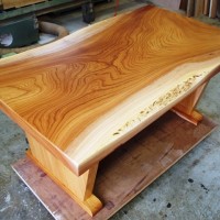 岩手県・小岩様の総欅造り一枚板テーブル、完成20140827