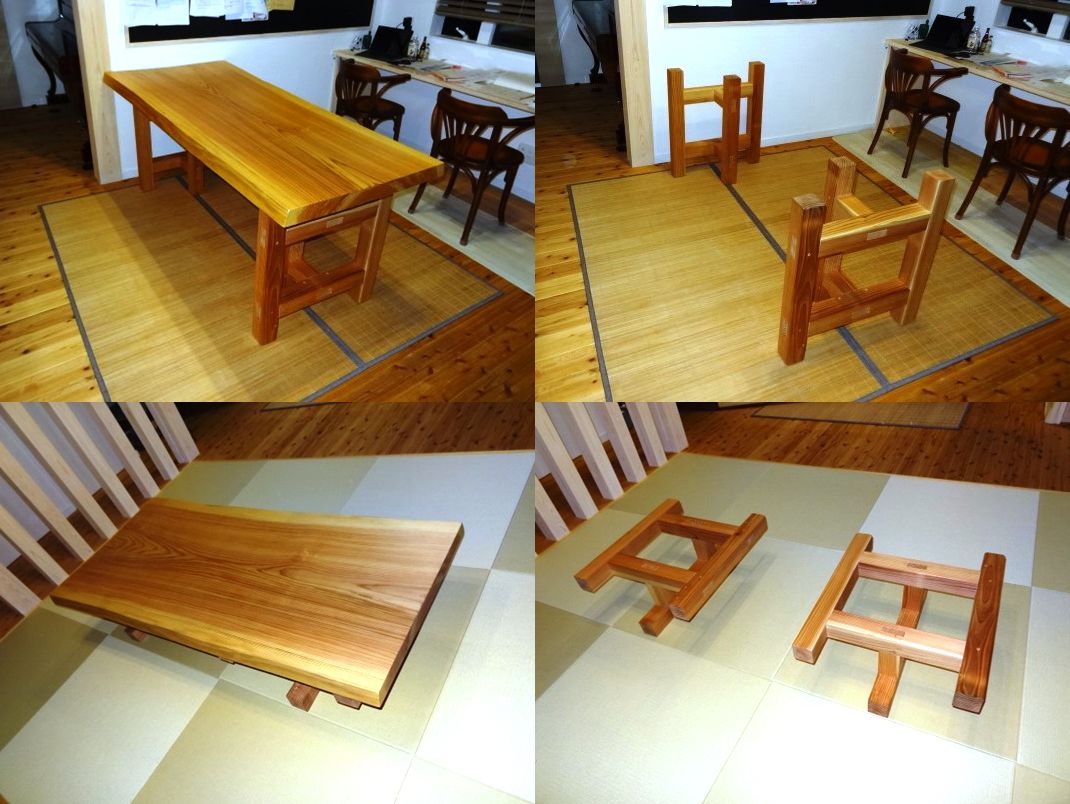 お客様のDIY作品「杉一枚板テーブル・2WAYタイプ脚」～群馬県・永井様